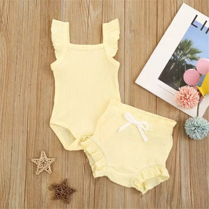 Yellow Ruffle Tank Set