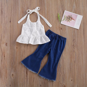 Eyelet Halter and Jean Set