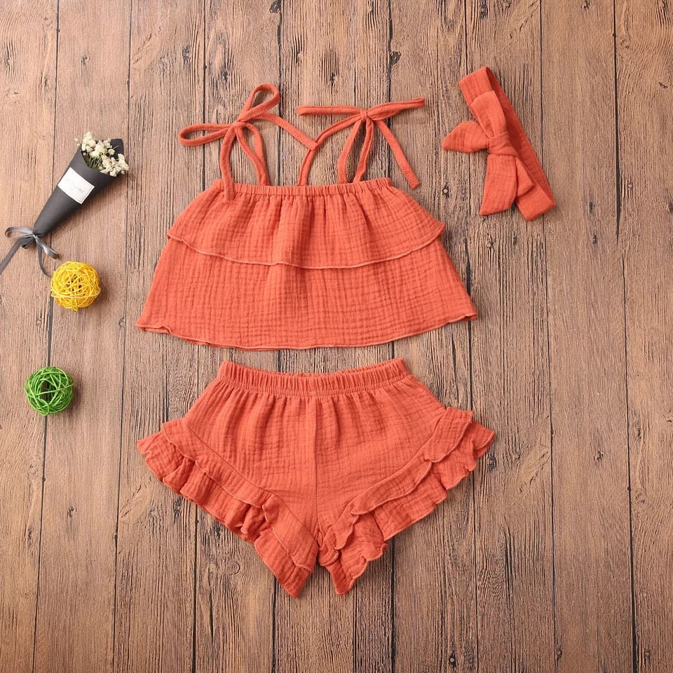 Linen 2 Piece Ruffle Set